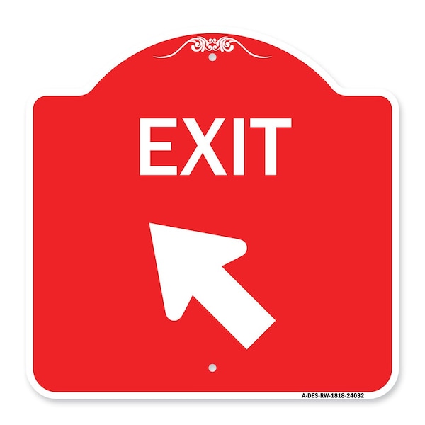 Signmission Designer Series Exit Exit W/ Left Arrow, Red & White Aluminum Sign, 18" H, 18" L, RW-1818-24032 A-DES-RW-1818-24032 - main